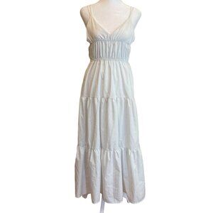 White Ruched & Ruffled Handmade Dress – Grecian Style – Size 4-6